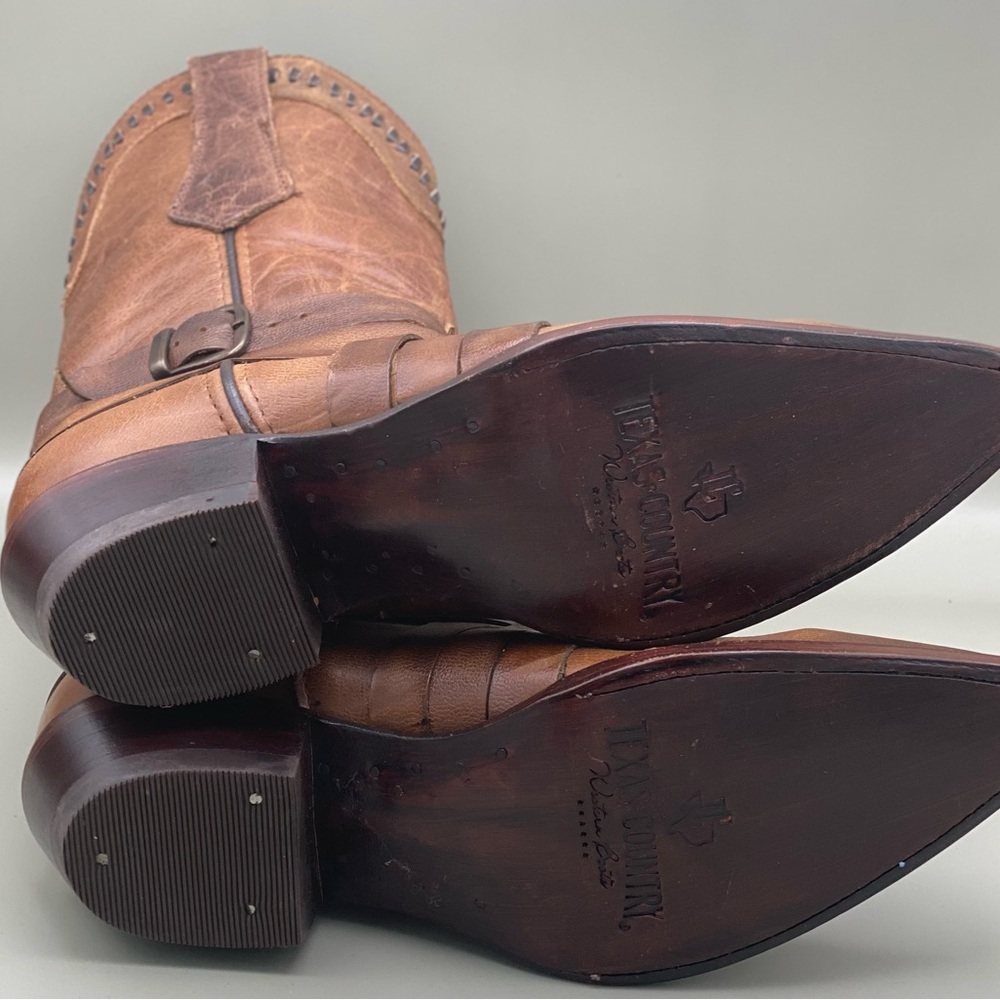 Texas Country Women’s Brown Leather Western Cowboy Boots Pointed Toe Size 7 - Picture 4 of 16
